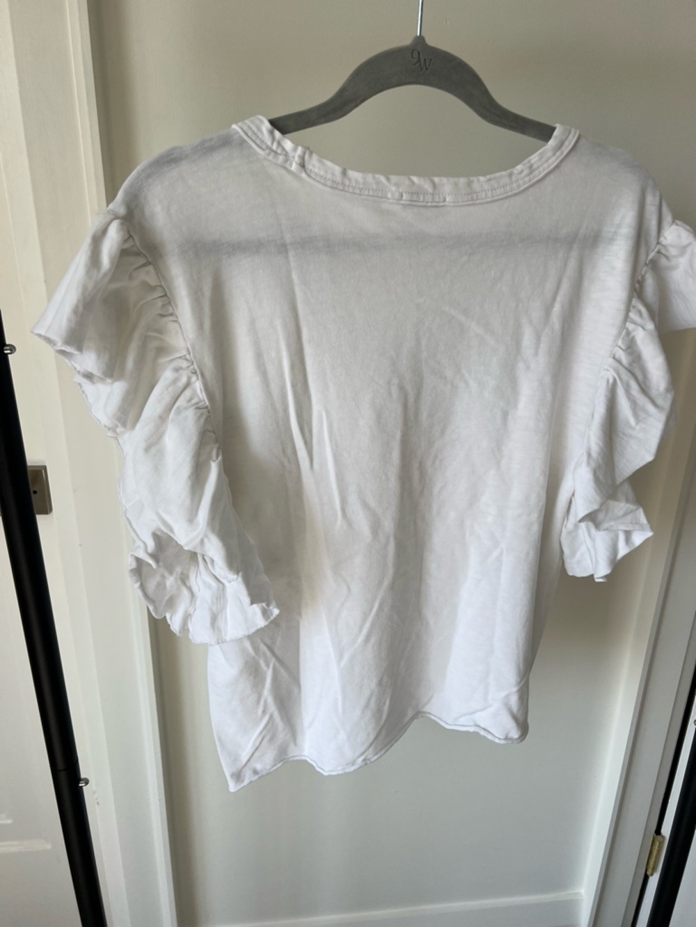 Splendid White Ruffle Short Sleeve Tee - Picture 2 of 4